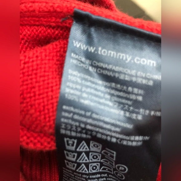 Tommy Hilfiger Red 1/4 Zip Pullover Mens Sweater Size L Used Excellent - Picture 4 of 4